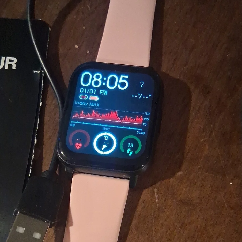 GARD PRO Pink Smartwatch with Black Charging Dock